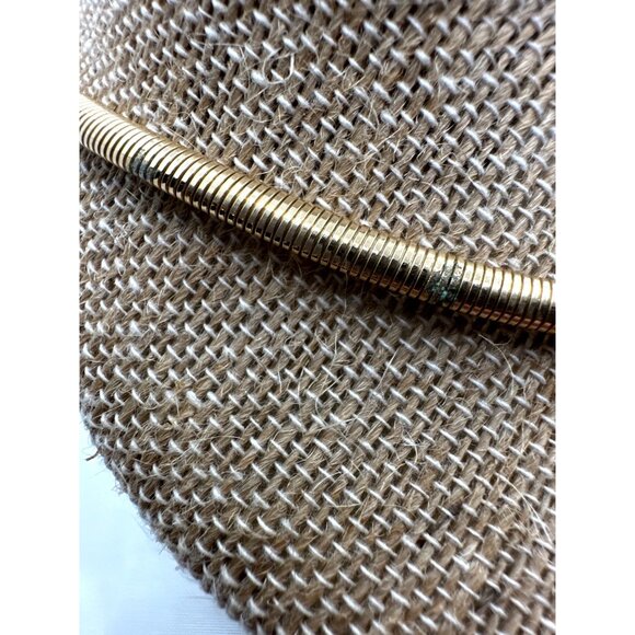 Vintage Swirl Rhinestone Choker Necklace Snake Chain Gold Tone Unsigned - Picture 9 of 9